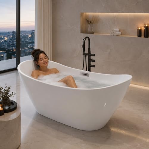 67" Acrylic Freestanding Bathtub Deep view 2