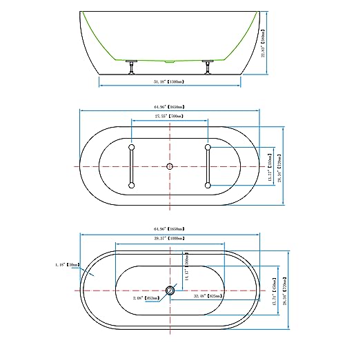 Mokleba 65" Acrylic Freestanding Bathtub view 2