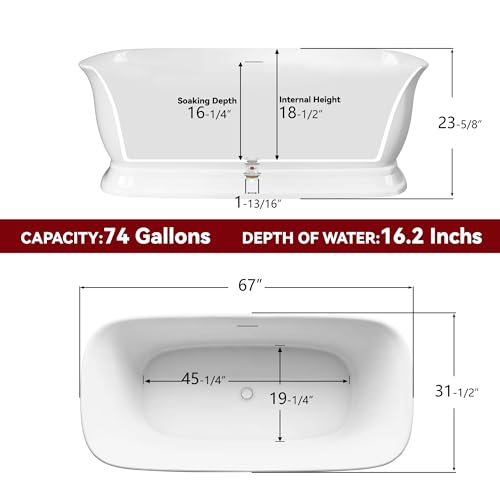 67" Free Standing Tub Pure view 2