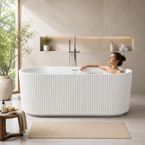 59" Acrylic Freestanding Soaking Bathtub view 3
